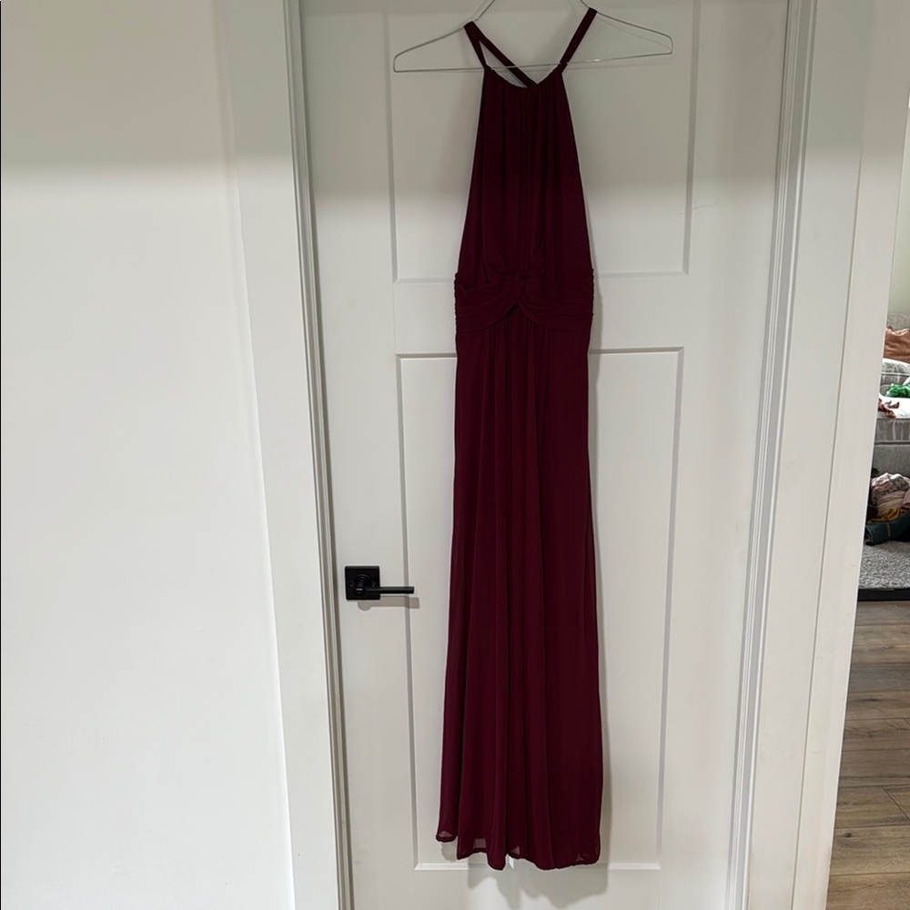 Elegant Burgundy Halter Maxi Dress